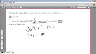 Finding the original price given the sale price and percent discount