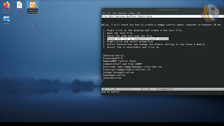 How to create a Xampp control panel launcher on Kubuntu 20.04.[TUTORIAL]