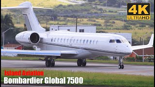 (4K) Lovely Bird !!! Global 7500 (OELDP) Taxi And Departure From St. Kitts / Eastern Caribbean