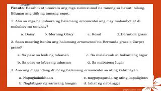 EPP IV PARAAN NG PAGTATANIM O PAGPAPATUBO NG HALAMANG ORNAMENTAL | QUIZ