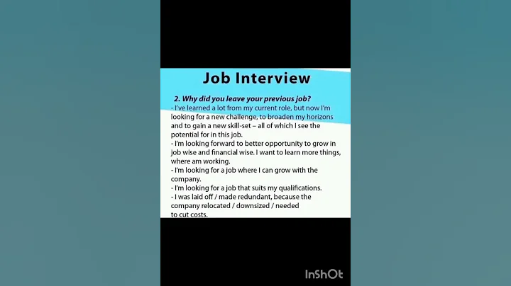 Interview questions -37 WHY DID YOU LEAVE YOUR PREVIOUS JOB ?