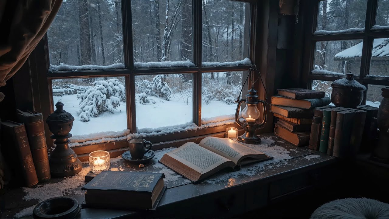 "A Snow-Covered Window Desk" — Where Snowlight Meets Quiet Thought | Dark Academia