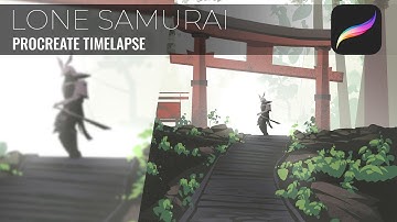 Lone Samurai | Drawing with Procreate and iPad Air 4| Digital art timelapse