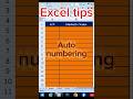 Auto number #excel #exceltips #excelhacks #exceltutorial #shorts #shortsfeed