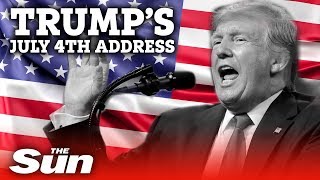 President Donald Trump makes Independence Day speech and salutes military flyover