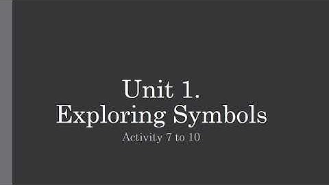 1. Exploring Symbols (Activity 7 to 10)