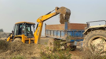 Jcb Backhoe Loading Bricks Into Two Tracters | Swaraj 742XT|Swaraj834XM|