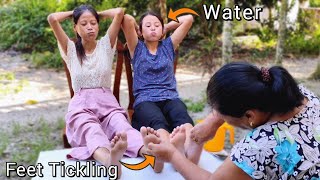 Feet Tickling Challenge With Water In Mouth Try Not To Laugh Priya Vs Sheetal Gudgudi Video