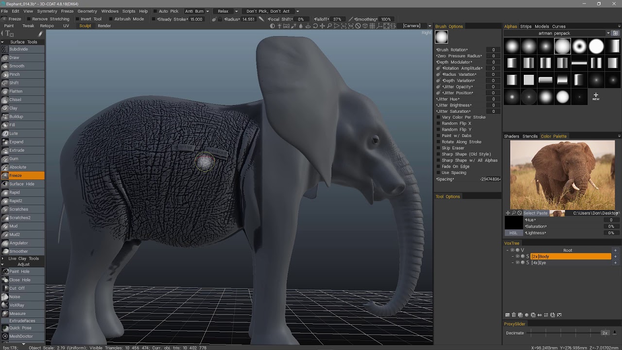 3d coat review Surface Brushes: Freeze Brush