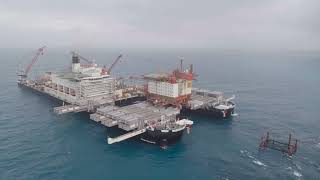 Pioneering Spirit removes the Valhall QP topsides on 14 June 2019