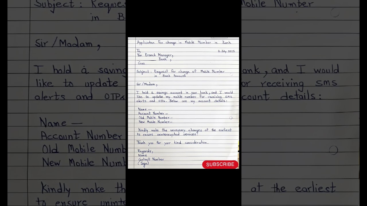 Application for change in mobile number 