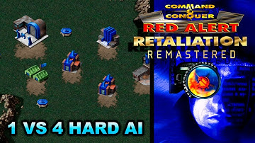 1 vs 4 Hard AI was easy  ? | Red Alert Remastered | Skirmish