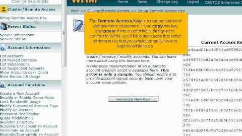 micfo | how to setup remote access key in WebHostManager (WHM)