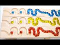 Marble Run Race ASMR☆HABA slope with three rows of colorful marbles and mini cars.