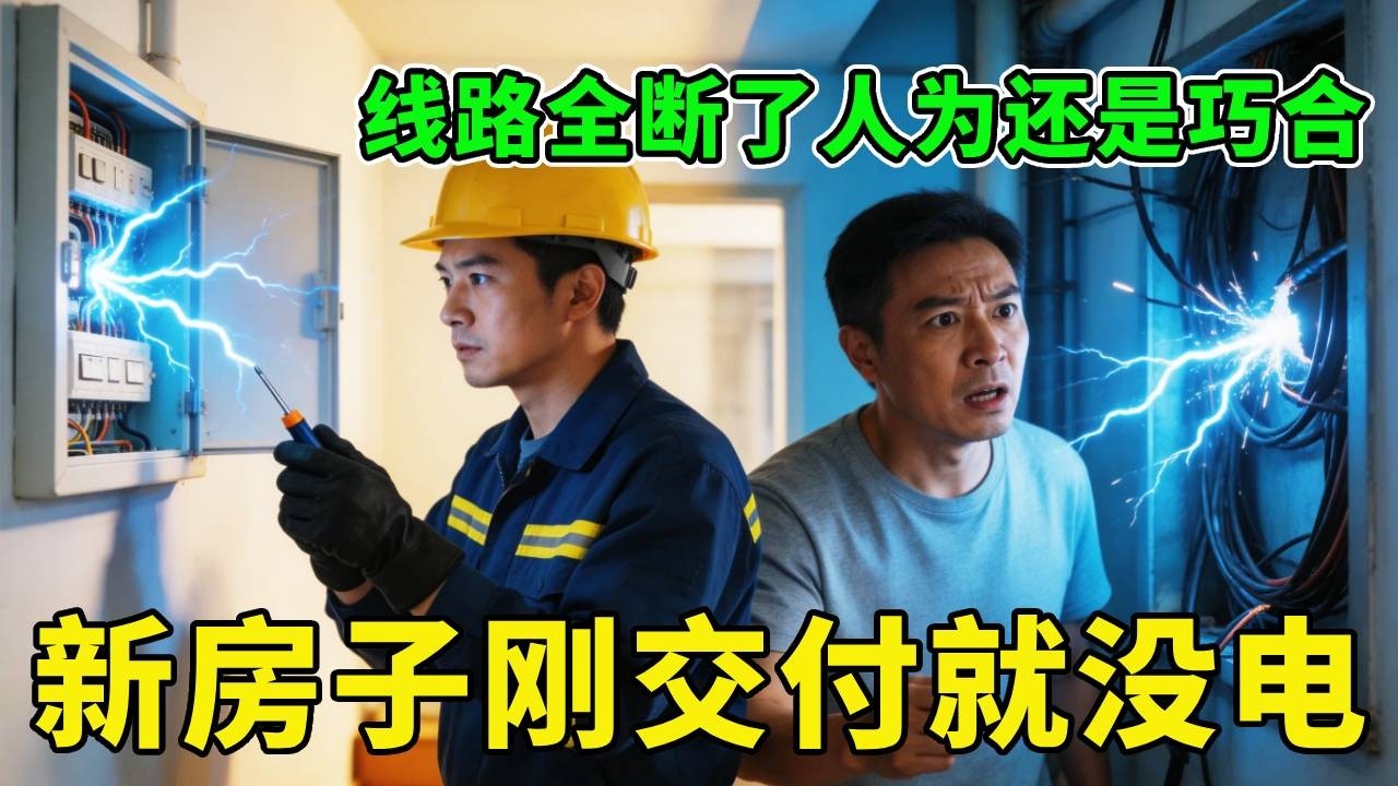 刚交付的新房子全屋都没电，管道井里的线居然都断了！是有人动手脚了还是巧合？【城阳电工电路】