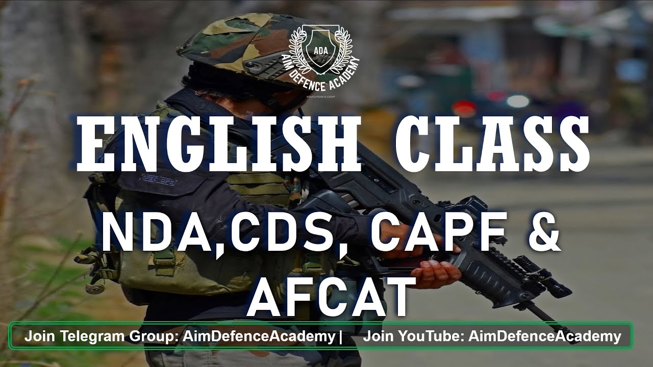 🔥English Class (Part-I) Important for CDS NDA CAPF AFCAT Exams - YouTube