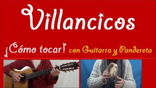 Video thumbnail of "🎅10 Villancicos Populares y 3 canciones de Navidad🌲Cómo cantarlos con Guitarra y pandereta Tutorial"