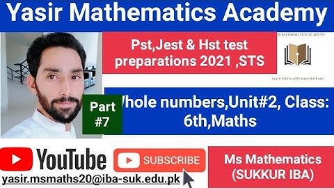 whole numbers|Class 6th|Mathematics|5th Part|PST-JEST|Test Preparations|Sukkur IBA STS