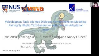 VELOCIDAPTER: TASK-ORIENTED DIALOGUE COMPREHENSION MODELING PAIRING SYNTHETIC TEXT GENERATION WITH