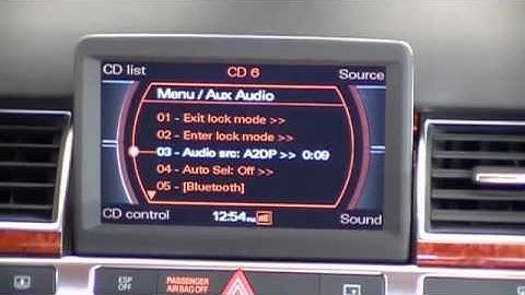 Selecting A2DP and iPod audio sources in a Audi A8 with mObridge bluetooth