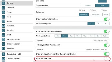 VigCal guide for iPad: Show balance time