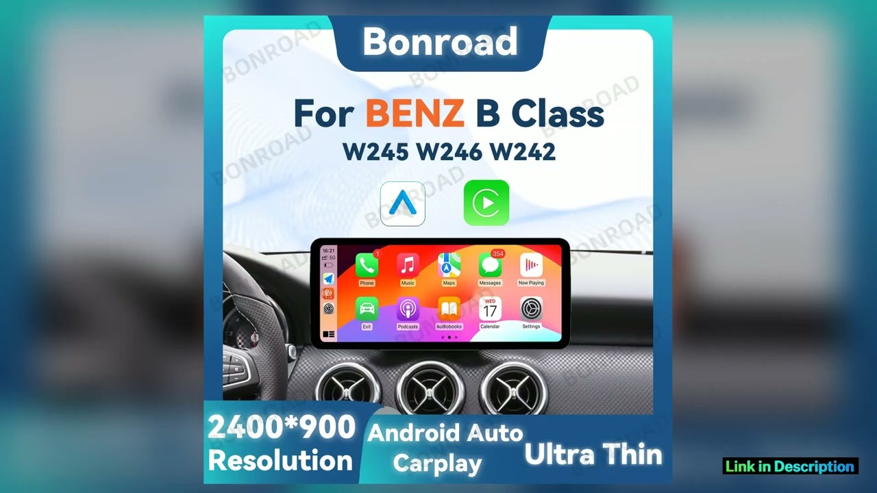BONROAD 2400900P 123 Touch Screen Car Multimedia Wireless CarPlay Android Auto Radio GPS For