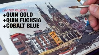 Quin Gold, Quin Fuchsia, Cobalt Blue (limited palette)