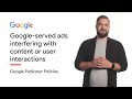 Google-served ads interfering with content or user interactions | Google Publisher Policies