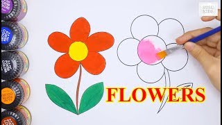 Vẽ và tô màu Bông Hoa | Bé học tô màu || Drawing and coloring Flowers