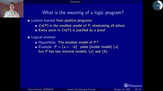 Answer set solving in practice, introduction, semantics, part III (HD)