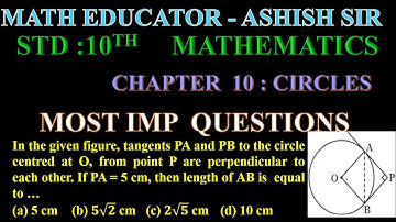 In the given figure, tangents PA and PB to the circle centred at O, from point P are perpendicular t