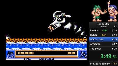 Joe & Mac (NES) Speedrun 8:05