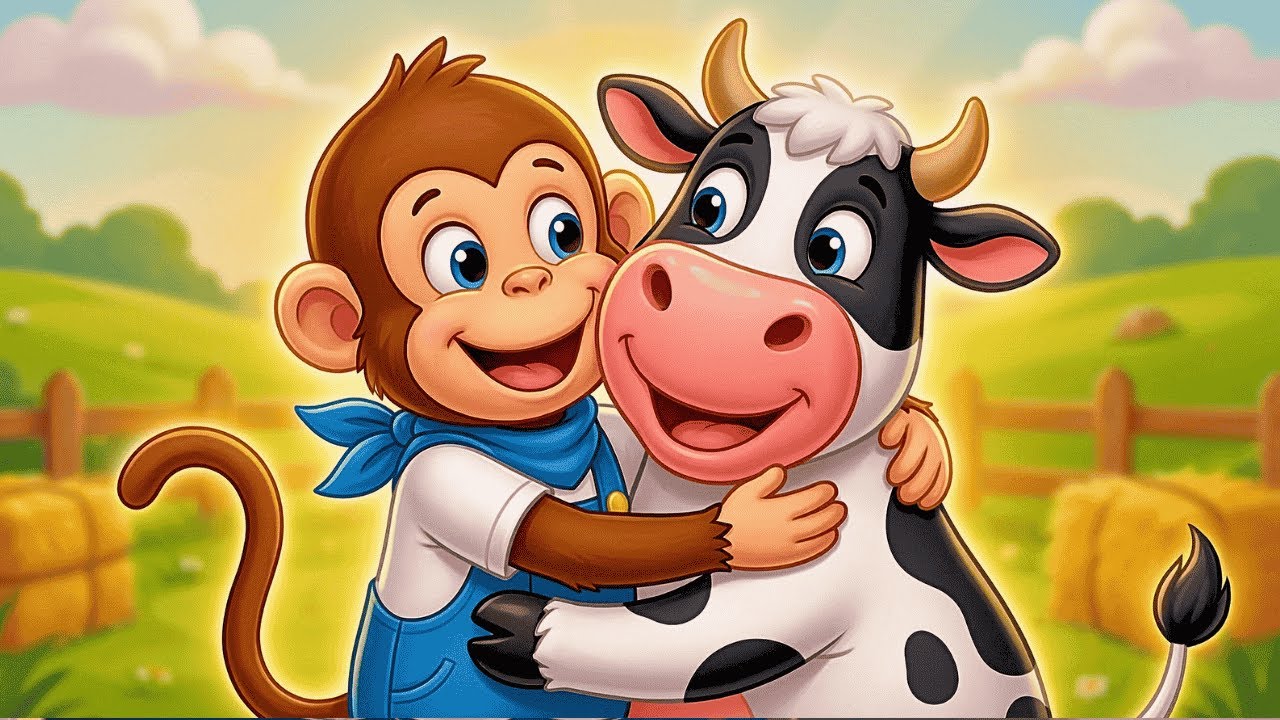 Monkey Runs a Cow Farm 🐒🐄 | Fun Kids Story