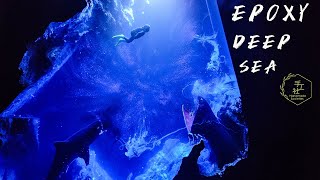 Build an impressive scene from 'EPOXY RESIN'/thalassophobia/diver/shark/Resin art/Diorama【Epoxy DIY】