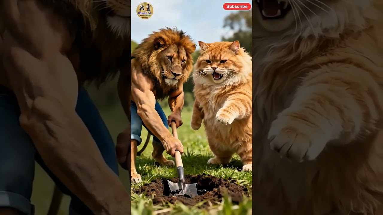 Funny Lion & Cat vs Smart Ant Army 😂  AI Animation Short