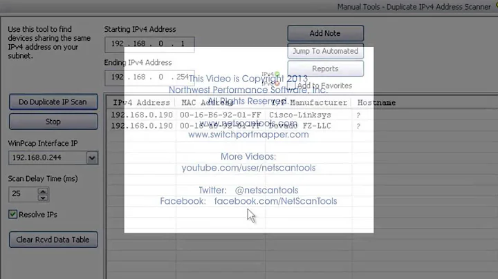 Duplicate IP Address Scanner