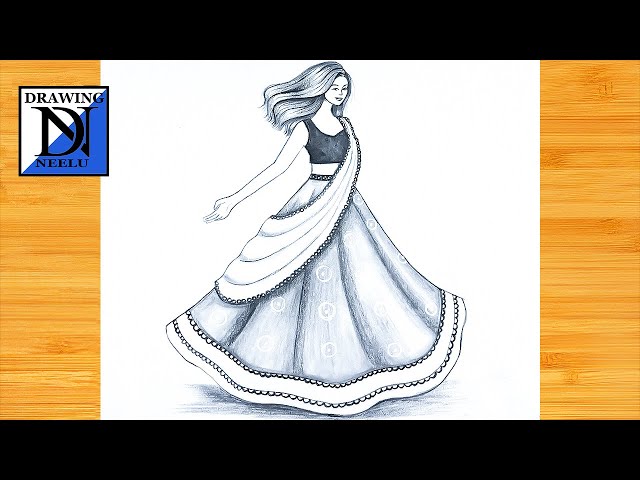 How to draw a girl with Beautiful Traditional Dress || Girl with indian  dress | Barbie Girl drawing. - YouTube