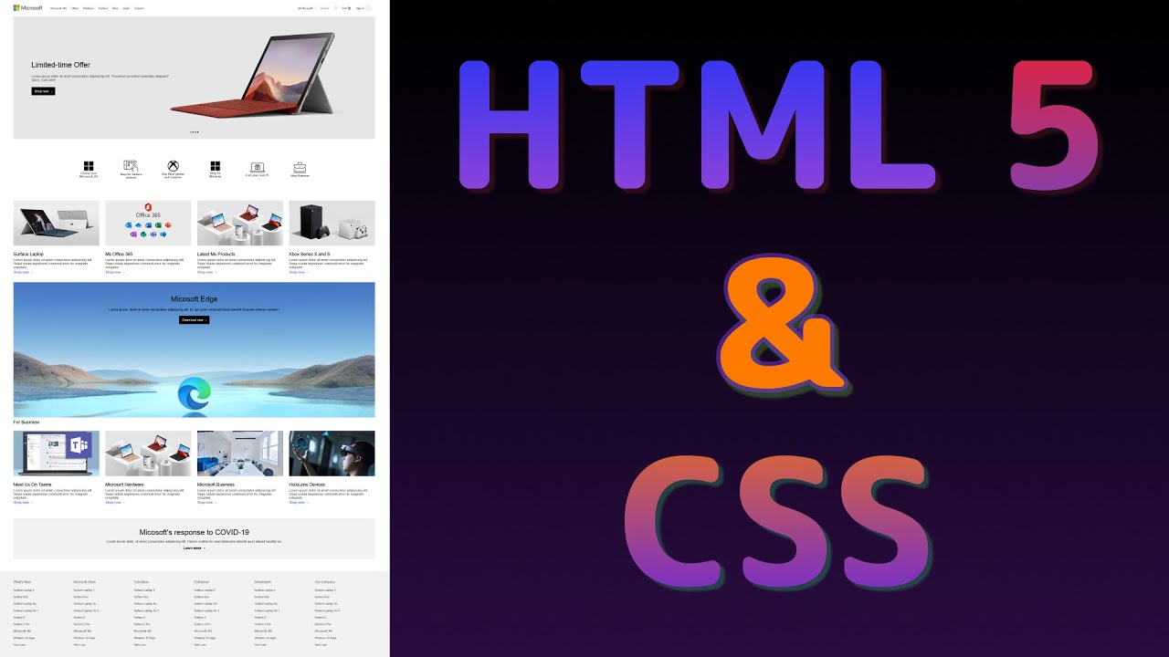 Learn HTML5 and CSS3 From Scratch - By Building A Website Project : Microsoft Webpage Clone