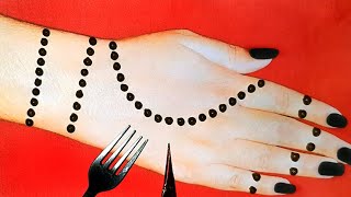 New Dots mehndi Trick with Fork | mehndi For beginners | Stylish mehndi #45