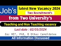 Latest Teaching and Non Teaching vacancy 2024 , from Two Government University of Uttar Pradesh