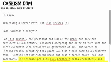 Traversing a Career Path: Pat Fili-Krushel (A)  Case Solution & Analysis Caseism.com