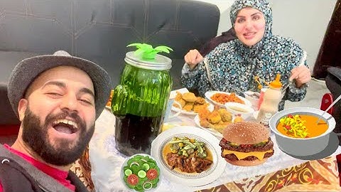 اول فطار في رمضان لينا ف بيتنا || طبخت مع مراتي || مفاجأه حصلت غير متوقعه || النمر و ايه