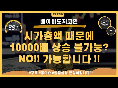 베이비도지코인시가총액 시가총액만 보고 10 000배 상승 불가능하다구요 절대 가능합니다 이유 알려드립니다 