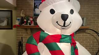 Gemmy 2005 8ft Inflatable Prototype Polar Bear W/ CandyCane