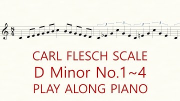 Violin Scale Carl Flesch D Minor No.1~4 Scale System 1 Octave Each String Play Along Piano