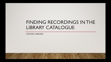 Finding Recordings in the Library Catalogue