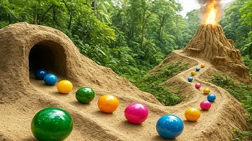 Marble Run Race ASMR 1000 Marbles Rain Gutter VS Mega Volcano ASMR Amakandu