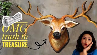 Deer head wall decor/ Spring home decor 2024/Cardboard crafts/Paper craft