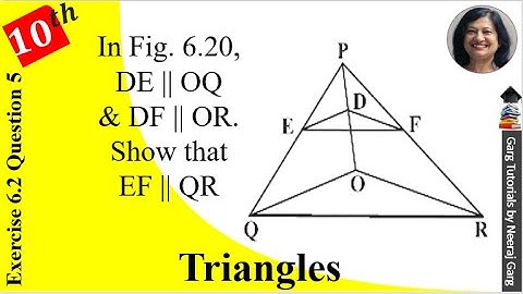 In Fig. 6.20, DE || OQ and DF || OR. Show that EF || QR | Ch 6 Class 10 Maths Exercise 6.2 Q5