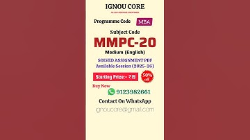 MMPC 20 Solved Assignment PDF 2025-26 in English, MBA program MMPC-20 Solved assignments